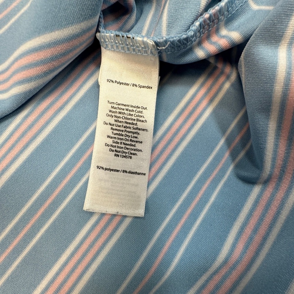 Vineyard Vines Performance Polo Shirt Mens XL Blue Pink Striped Forsythe Logo - Picture 8 of 9